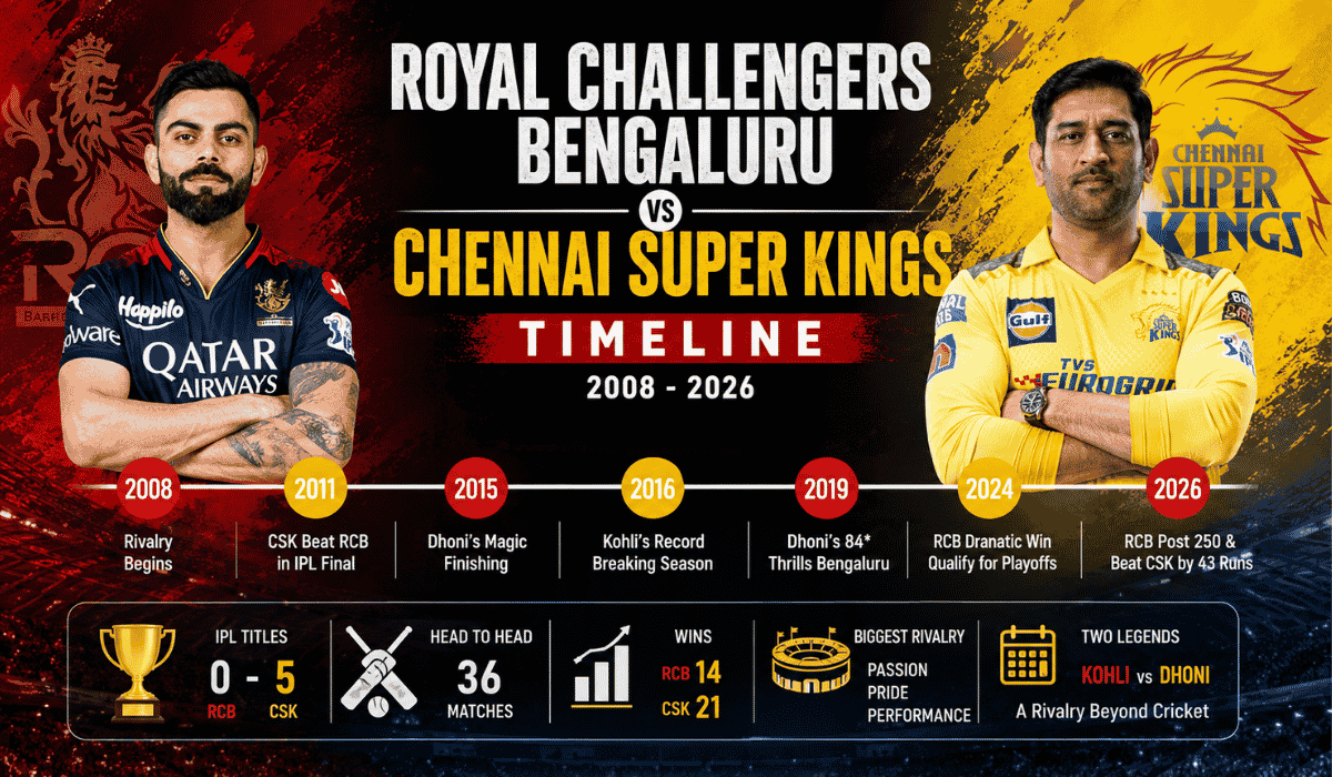 Royal Challengers Bengaluru vs Chennai Super Kings Timeline